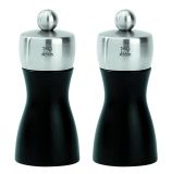 Set de 2 moulins a sel et a poivre manuels Fidji Noir mat 12 cm