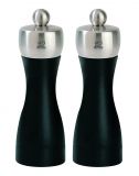 Set de 2 moulins a sel et a poivre manuels Fidji Noir mat 15 cm