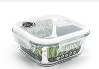 Plat/Boite carree en verre 800ml avec couvercle clapet special micro-ondes