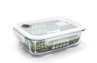 Plat/Boite rectangulaire en verre 1,5 l avec couvercle clapet special micro-onde