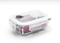 Plat/Boite rectangulaire en verre 400 ml avec couvercle clapet special micro-ond