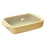 Plat rectangulaire en verre 1,6L effet ceramique avec couvercle en verre et sili