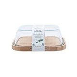 Plateau a fromage compact en bambou avec couvercle en verre