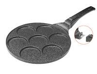 Poele antiadherente 7 blinis et pancakes a poignee isolante & amovible pour tous