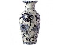 Potiche cannelee n° 2 PIVOINES BLEUES