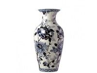 Potiche cannelee n°1 PIVOINES BLEUES