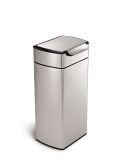 Poubelle Simplehuman rectangulaire inox 30 L. Easy touch-bar (Sac H)