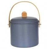Seau a compost 7 litres Gris Ardoise en acier avec son filtre en charbon et sa poignee en bambou