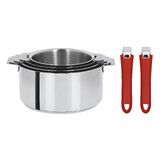 Serie de 4 casseroles Mutine amovibles 14 a 20 cm + 2 poignees framboise