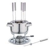 Service a fondue inox avec caquelon, rechaud & fourchettes pour 6 personnes
