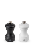 Set de 2 moulins a sel et a poivre manuels BISTRO Noir et Blanc 10 cm