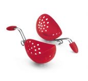 Set de 2 pocheuses a ufs en silicone rouge avec crochet inox 'accroche facile'