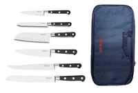 Set de 6 couteaux forges noirs rivets laiton avec mallette de 6 places