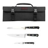 Set de depart 3 couteaux Francis BATT forges virole ronde rivets inox avec trousse de rangement