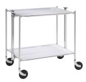 Table roulante pliante, desserte de cuisine 2 etages montants chromes plateaux stratifies Blanc - Textable