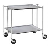 Desserte roulante et pliante 2 etages montants chromes plateaux stratifies Gris