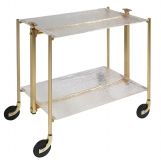 Desserte roulante et pliante 2 etages montants dores plateaux acryliques givres