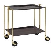 Desserte roulante et pliante 2 etages montants dores plateaux stratifies Palissa