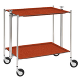 Table roulante pliante, desserte de cuisine 2 etages montants chromes plateaux stratifies Lin - Epice - Textable