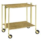Table roulante pliante, desserte de cuisine 2 etages montants dores plateaux acrylique Old Gold- Textable