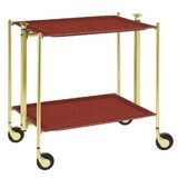 Table roulante pliante, desserte de cuisine 2 etages montants dores plateaux stratifies Lin - Bourgogne- Textable