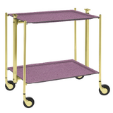 Table roulante pliante, desserte de cuisine 2 etages montants dores plateaux stratifies Lin - Parme- Textable