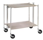 Desserte roulante et pliante 2 etages montants chromes plateaux acrylique Ecru
