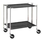 Desserte roulante et pliante 2 etages montants chromes plateaux acrylique Noir