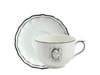 Tasse & soucoupe jumbo C FILET BLEU MONOGRAMME