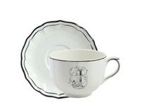 Tasse & soucoupe jumbo J FILET BLEU MONOGRAMME