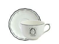 Tasse & soucoupe jumbo Q FILET BLEU MONOGRAMME