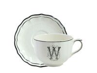 Tasse & soucoupe jumbo W FILET BLEU MONOGRAMME