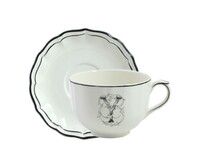 Tasse & soucoupe jumbo Y FILET BLEU MONOGRAMME