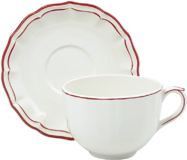 Coffret de 2 Tasses & Soucoupes Cafe FILET Rouge