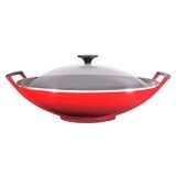 Wok 36 cm Cerise avec couvercle Verre