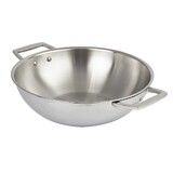 Wok castel pro inox 2 anses 32 cm sans couvercle