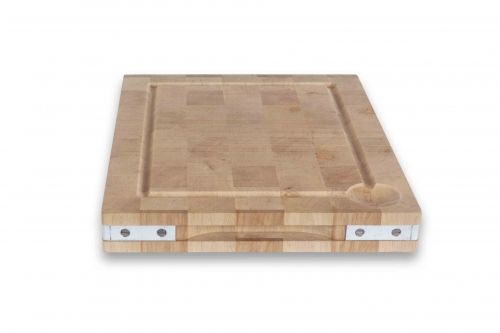 Billot à poser en bois debout de Charme MM 45 X 35 X 5 cm avec équerres en inox