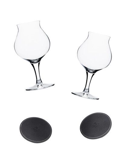 Boite de 2 verres &agrave; bi&egrave;re et 2 sous-verres PUISSANCE & MATIERE