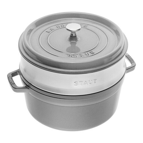 Cocotte ronde avec panier vapeur 24 cm Gris graphite