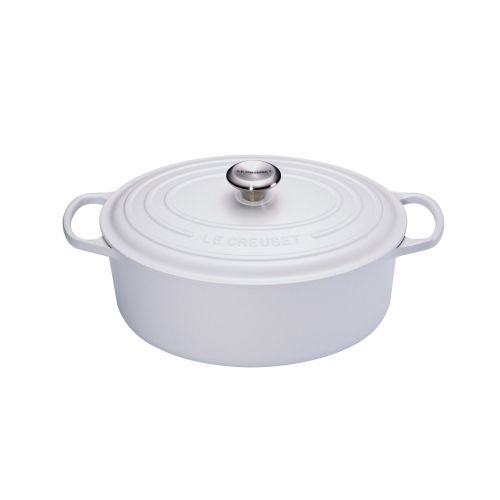Cocotte Signature en fonte émaillée ovale 29 cm blanc Coton