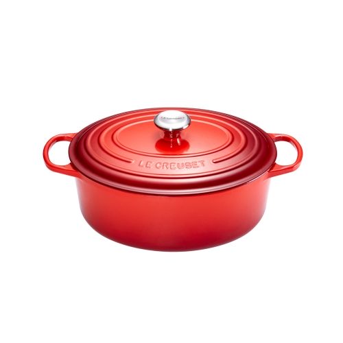 Cocotte Signature en fonte émaillée ovale 29 cm rouge Cerise