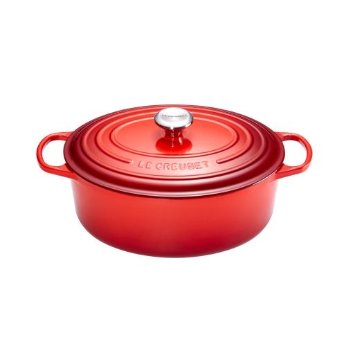 Cocotte Signature en fonte &eacute;maill&eacute;e ovale 31 cm rouge Cerise
