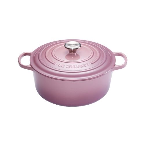 Cocotte Signature en fonte émaillée ronde 26 cm rose Mauve Pink