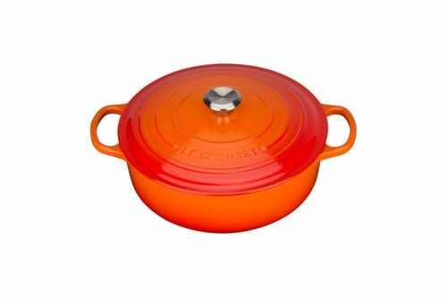Cocotte SIGNATURE en Fonte &Eacute;maill&eacute;e Ronde Basse 30 cm VOLCANIQUE