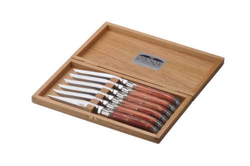 Coffret 6 couteaux Laguiole Prestige en Bois de rose finition Brillant