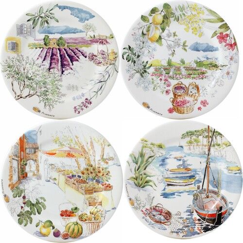 Coffret De 4 Assiettes Dessert Assorties Provence