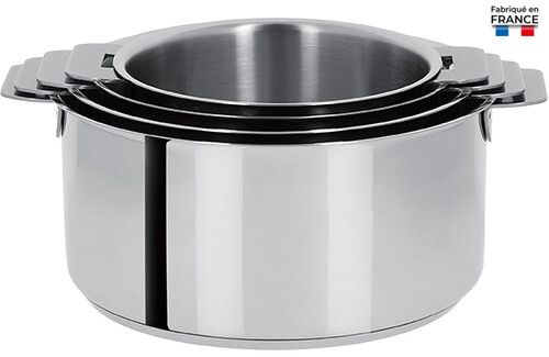 Coffret de 4 Casseroles 14 à 20 cm Sans Poignée Inox Mutine Amovible