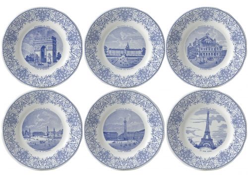 Coffret de 6 assiettes dessert assorties Monuments de Paris