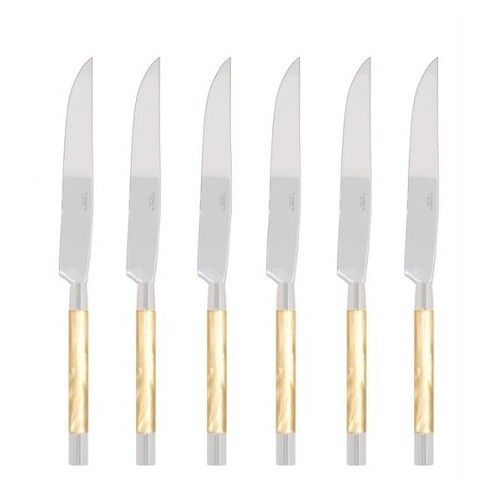 Coffret de 6 couteaux à steak CONTY NACRÉ NATUREL