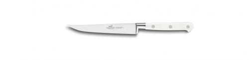 Couteau à steak forgé lisse 13 cm manche blanc rivets inox